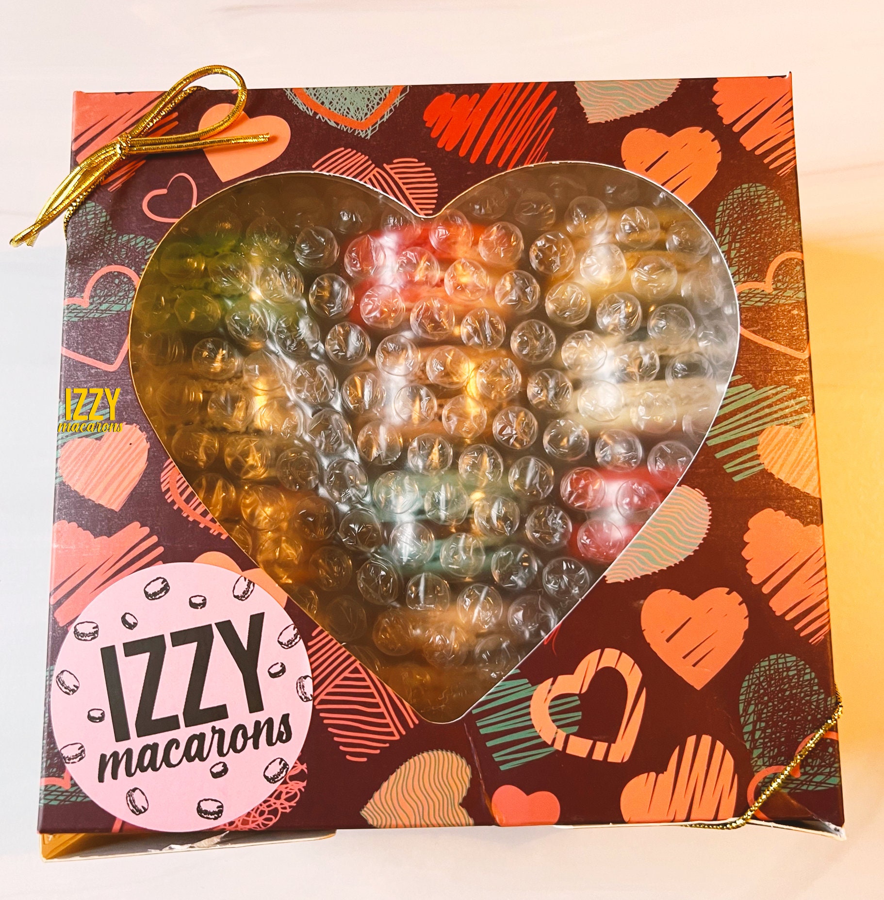 Valentine's 12 French Macarons Heart Box Designs - Assorted