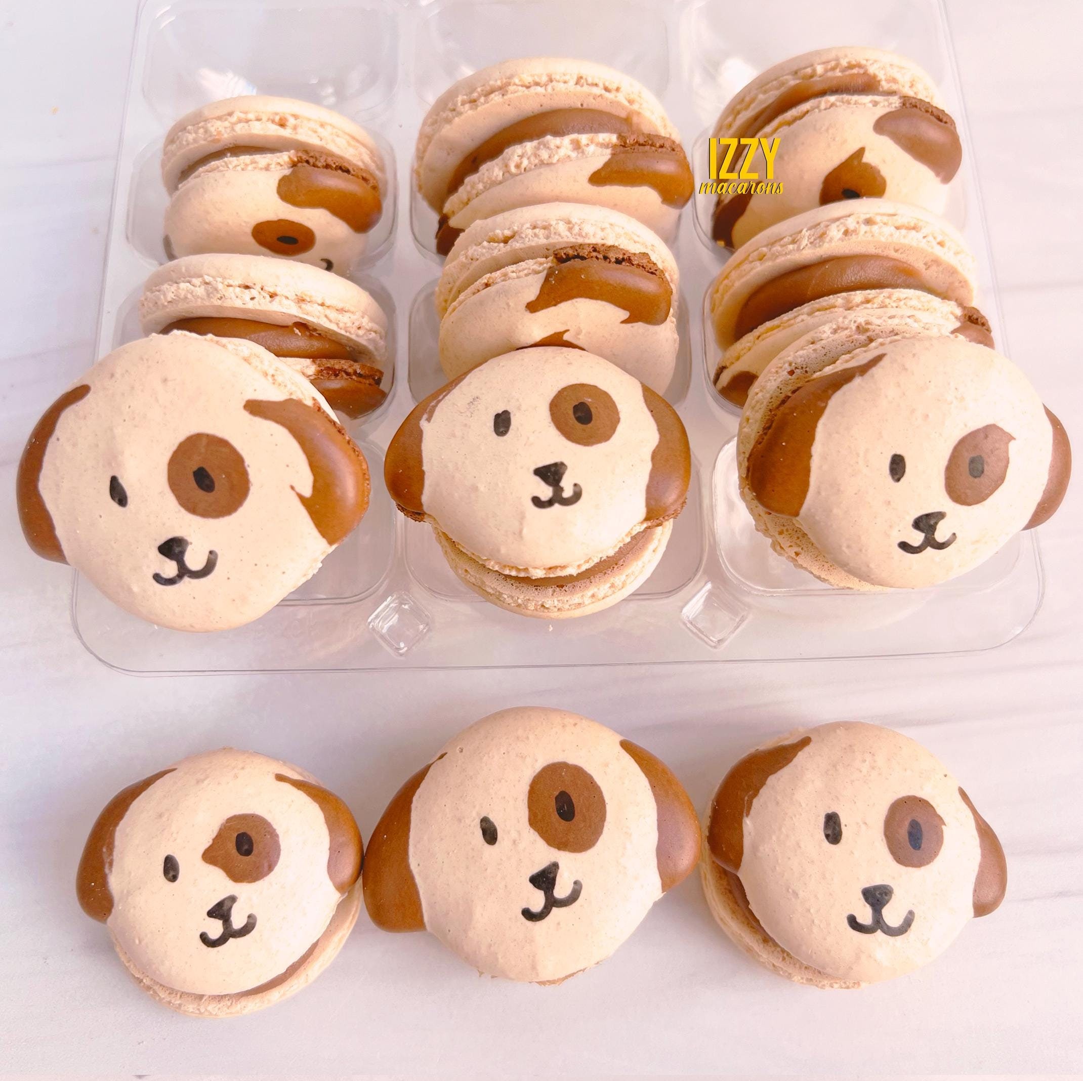 Dog French Macarons 12 or 24 - Choose Your Flavors - Edible