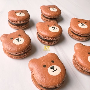 Bear French Macarons 12 or 24 - Choose your flavors - Edible Macaroons - French Cookies - Teddy Bear cookies Macarons