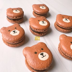 Bear French Macarons 12 or 24 Choose your flavors Edible Macaroons French Cookies Teddy Bear cookies Macarons image 1