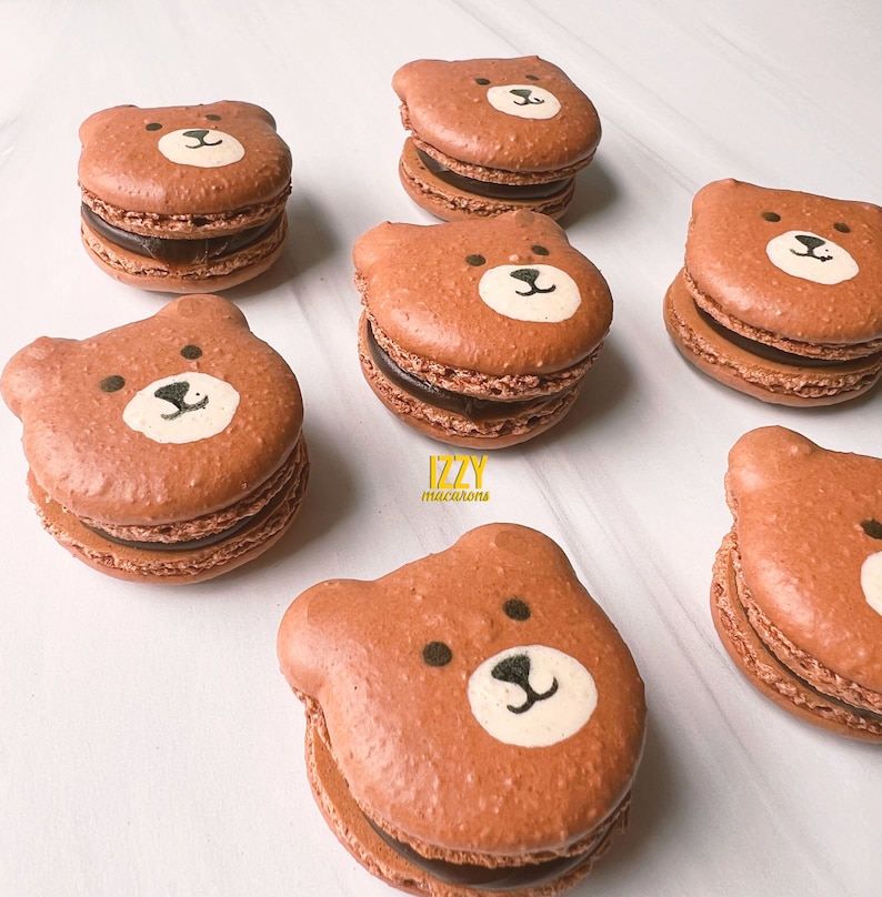 Bear French Macarons 12 or 24 Choose your flavors Edible Macaroons French Cookies Teddy Bear cookies Macarons image 1