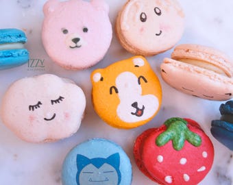 Crea tu Personaje Macarons Franceses 6, 12 o 24 - Elige tus sabores/Diseños - Macarrones Comestibles - Galletas Francesas - Macarons Personalizados