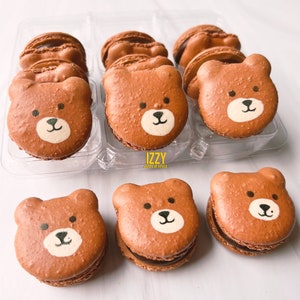 Teddy Bear French Macarons 12 or 24 - Choose your flavors - Edible Macaroons - French Cookies - Teddy Bear cookies Macarons