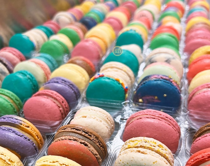 Izzy French Macarons - Surprise me Flavors- Assorted Standard Packaging - Ice pack included- Macaroons - Summer Gifts Macarons