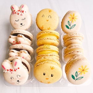 12 Easter French Macarons - Bunny, Spring Flower Easter Gift Box ...