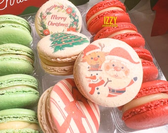 Christmas French Macarons Assorted Designs - 6,12 or 24 - Winter