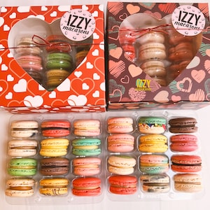 12 VD Macarons Surprise or Choose - French Macarons Valentine&#39;s Box - Assorted/Choose your Flavor in Notes - Macaroons - Valentine&#39;s Gifts