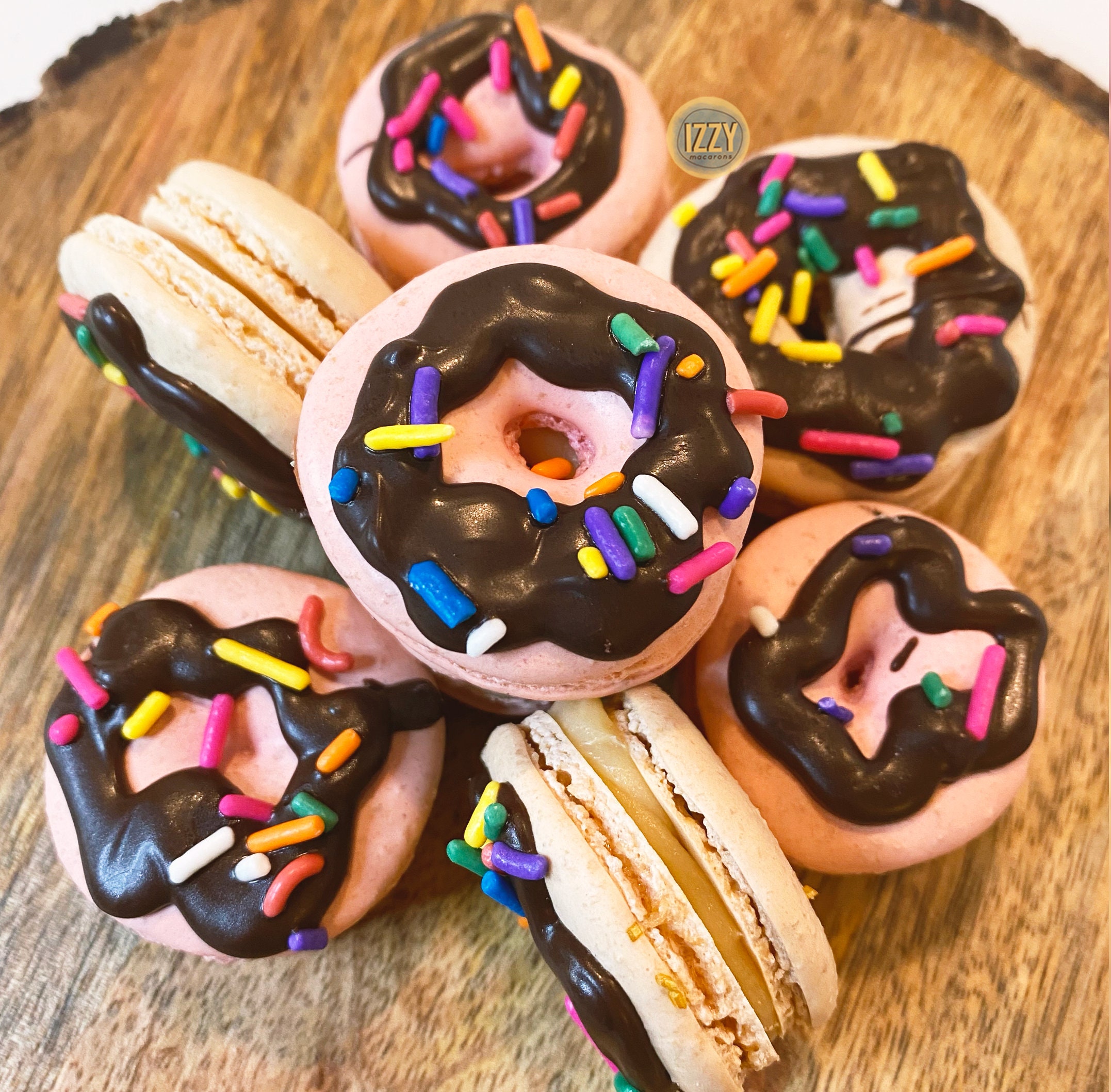 Donut Macarons 12 or 24 Choose Your Flavors Edible Macaroons