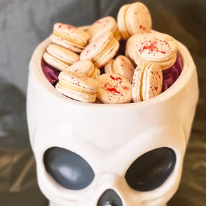 Blood Splatter Halloween French Macarons - 6/12/24 - Choose your Flavor - Halloween Cookies Macaroons Edible