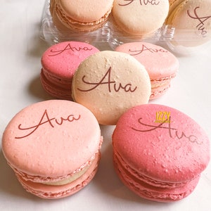 Pink or Blue French Macarons Ombre - White to Pink Fading Macarons Pack - Baby Shower/ Wedding - It&#39;s a Boy/Girl - Cookies - Gluten-Free