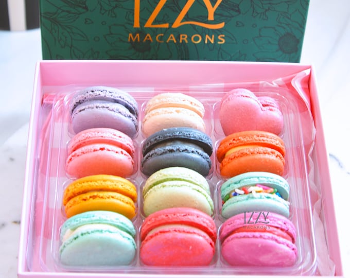 12 French Macaron Box - Assorted/Choose your Flavor in Notes - Spring Macarons - Macaroons - Gift Box - Gluten Free - Gift Valentine's Gift
