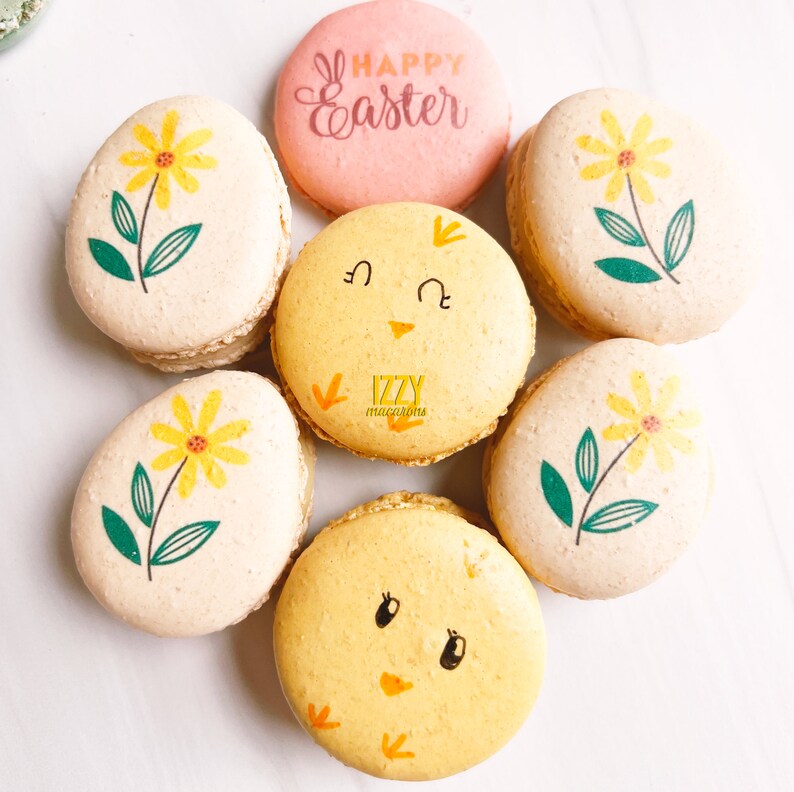 12 Easter French Macarons - Bunny, Spring Flower Easter Gift Box ...