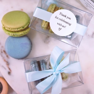 Macroons Box Ribbon Party Macarons Favor Clear Box With 2 - Party Favor - Choose Color ...