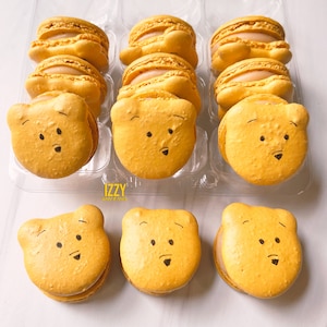 Pooh Bear 12 or 24 - Choose your flavors - Edible Macaroons - French Cookies - Honey Pooh Bear cookies Macarons - Winnie