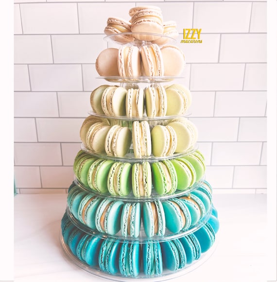 Blue Ombré Macaron Tower - 132 Macarons - 8 Tiers - Tower Stand