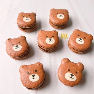 Bear French Macarons 12 or 24 Choose your flavors Edible Macaroons French Cookies Teddy Bear cookies Macarons image 7