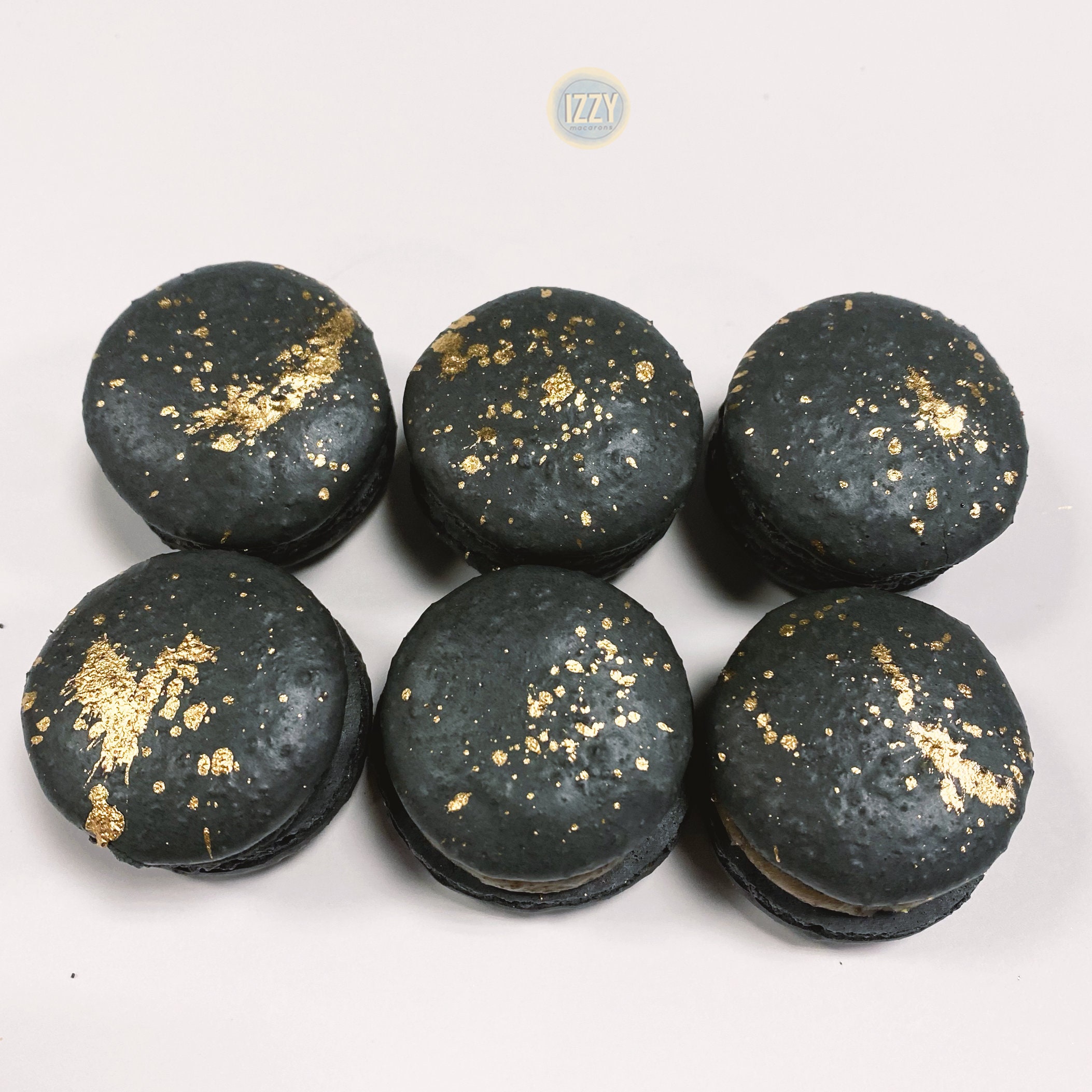 Black Macarons With Gold Splatter French Macarons - Choose Your