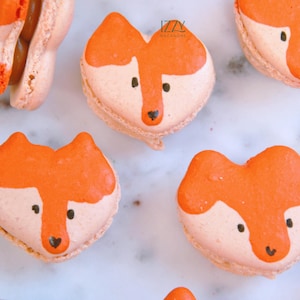 Fox French Macarons 12 or 24 - Choose your flavors - Edible Macaroons - French Cookies - Fox Animal cookies Macarons