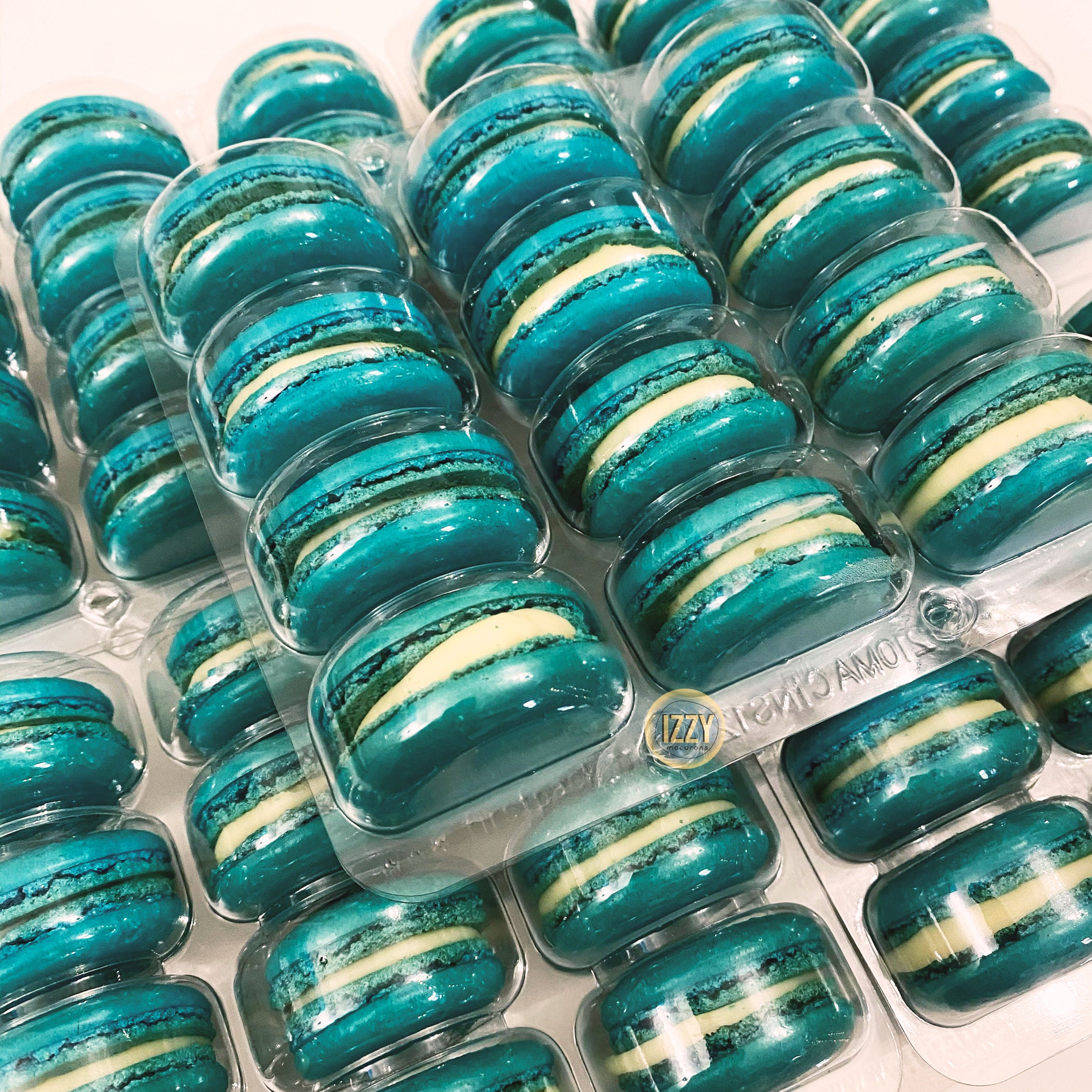Teal Blue French Macarons - 6.12 or 24 - Cheesecake Flavor