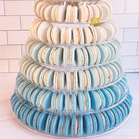 Blue Ombré Macaron Tower -198 Macarons- Tower Stand Included