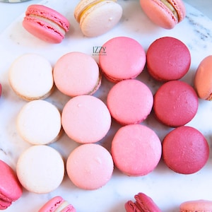 Pink French Macarons Ombre - White to Pink Fading Macarons Pack - Baby Shower/ Wedding - It&#39;s a Boy/Girl - Cookies - Gluten-Free