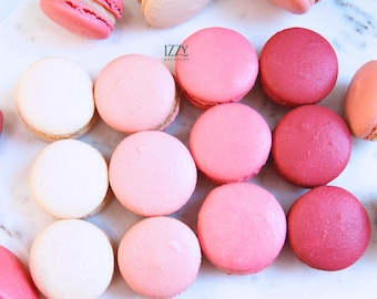 Pink French Macarons Ombre - White to Pink Fading Macarons Pack - Baby Shower/ Wedding - It's a Boy/Girl - Cookies - Gluten-Free