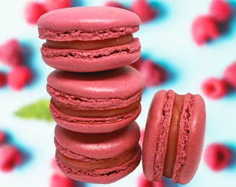 Raspberry French Macarons - 6.12 or 24 - French Raspberry Flavor Macaroons - Valentine's Gifts Macarons