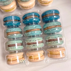 12 Blue French Macarons - White to Blue/Fading Macarons Pack - Baby Shower/ Wedding - It&#39;s a Boy - Cookies - Gluten-Free
