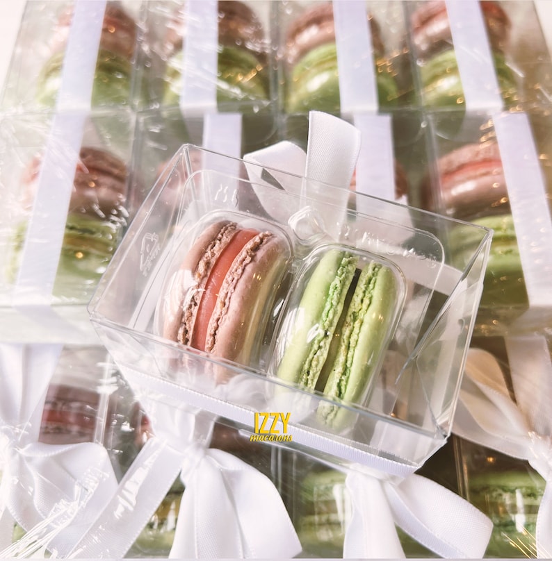 Party Macarons Favor Clear Box With 2 Party Favor Choose Etsy
