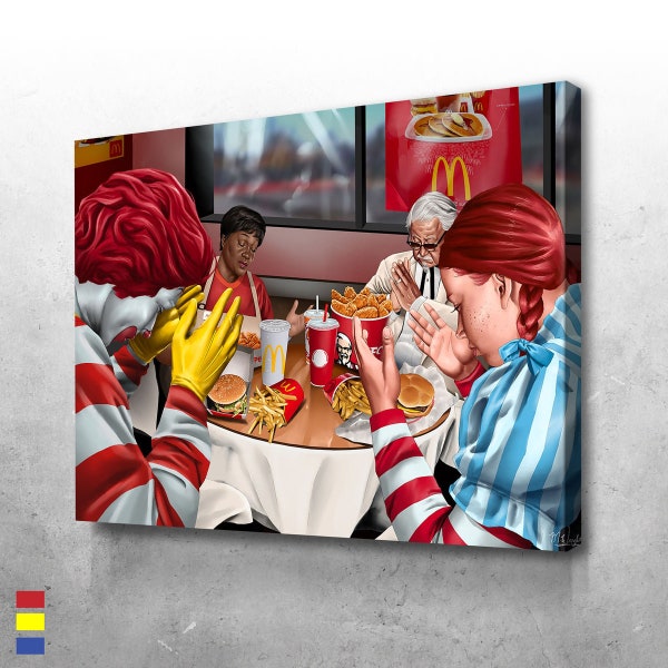 Saying Grace / Original Oil Painting/ High Quality Canvas PRINT / McDonald's / KFC / Wendy's / Gift Idea