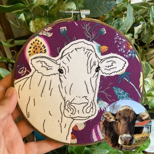 Custom Pet Portrait Hand Embroidery / Minimalist Pet Art/ 6 inch hoop