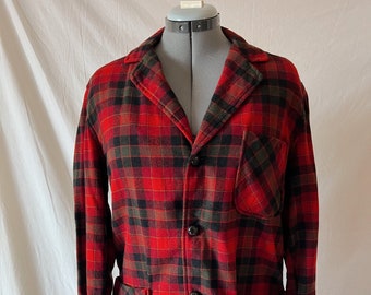 Vintage Pendleton Red Shadow Plaid Wool 49er Jacket Men&#39;s S