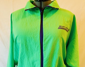 Vintage 70's/80's Neon Green Surf Jacket "Sun Streak"
