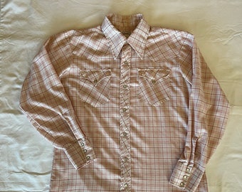Vintage Pearl Snap H Bar C Plaid