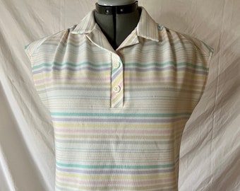 Pastel Striped Sleeveless Blouse | Vintage 70s | Marty Gutmacher