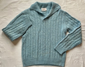 Vintage Jantzen Sweater - 70's Cable Knit in Sky Blue