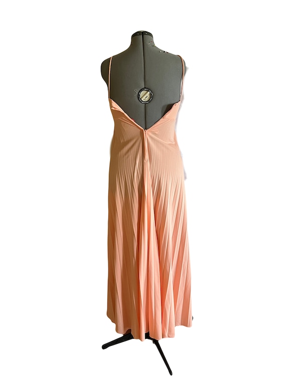 Vintage 1970's Peach Lace and Pleated Dress - image 3