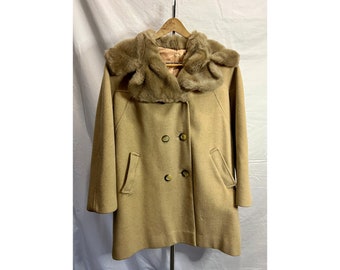 Vintage Pea Coat With Faux Fur Collar