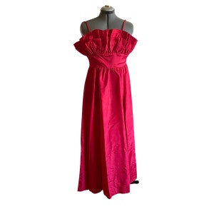 Vintage 70&#39;s Red Ruffle Formal Dress