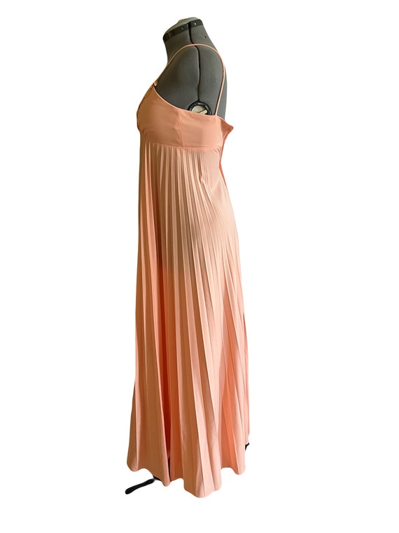 Vintage 1970's Peach Lace and Pleated Dress - image 2