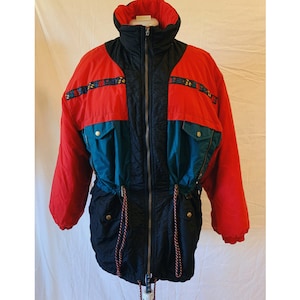 Edelweiss Skiwear 80s Color Block Ski Coat with Drawstring Waist