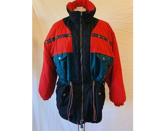 Edelweiss Skiwear 80s Color Block Ski Coat with Drawstring Waist