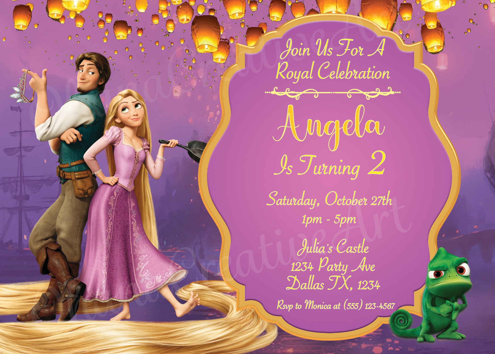 Rapunzel Tangled Invitation Tangled Birthday Card Tangled - Etsy