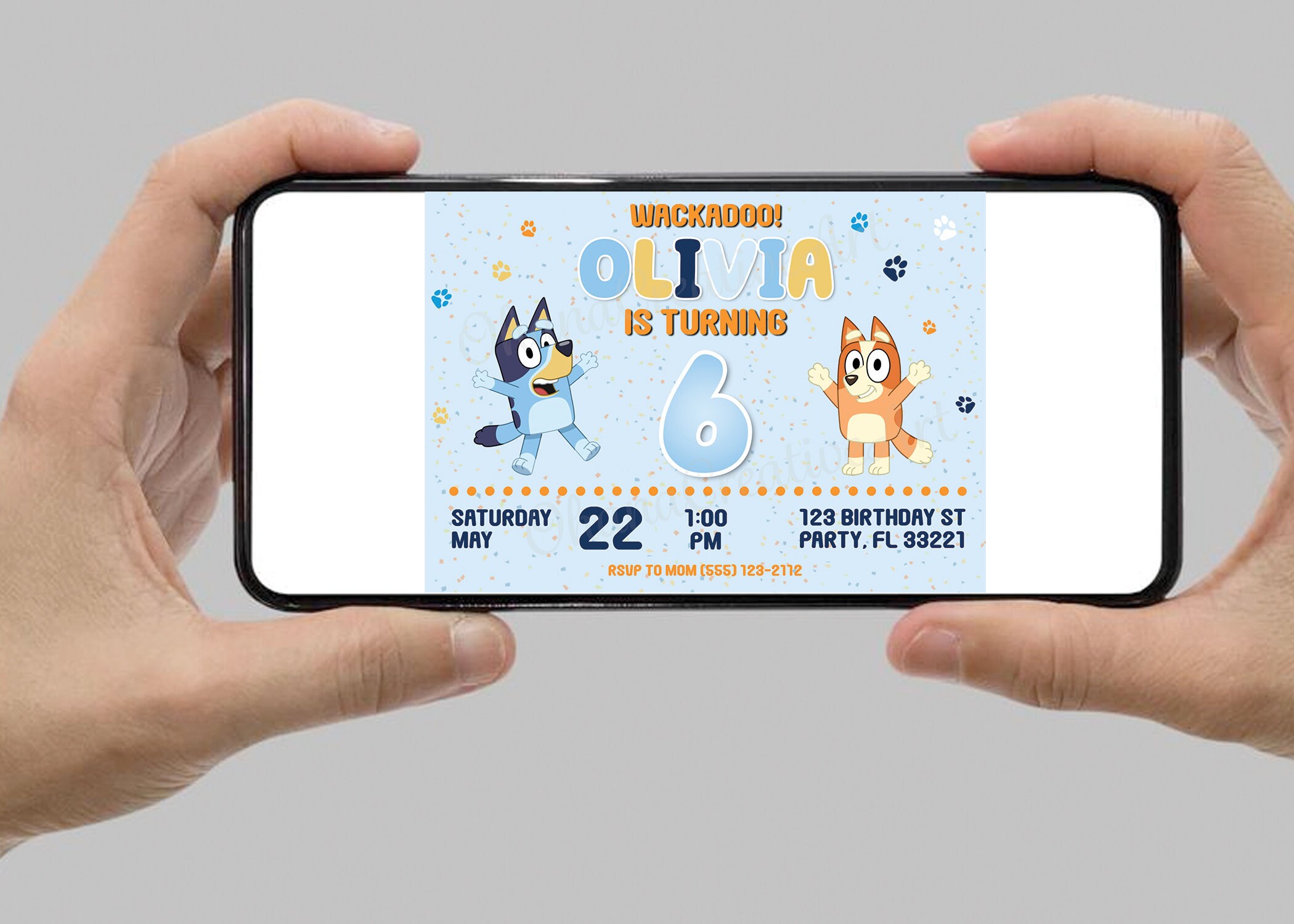 Bluey Invitation - JPEG Email Delivery