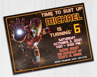 Iron Man Digital Invitation, Iron Man Birthday Invitation, Iron Man Invitation, Hero Birthday, Iron Man Printable Card
