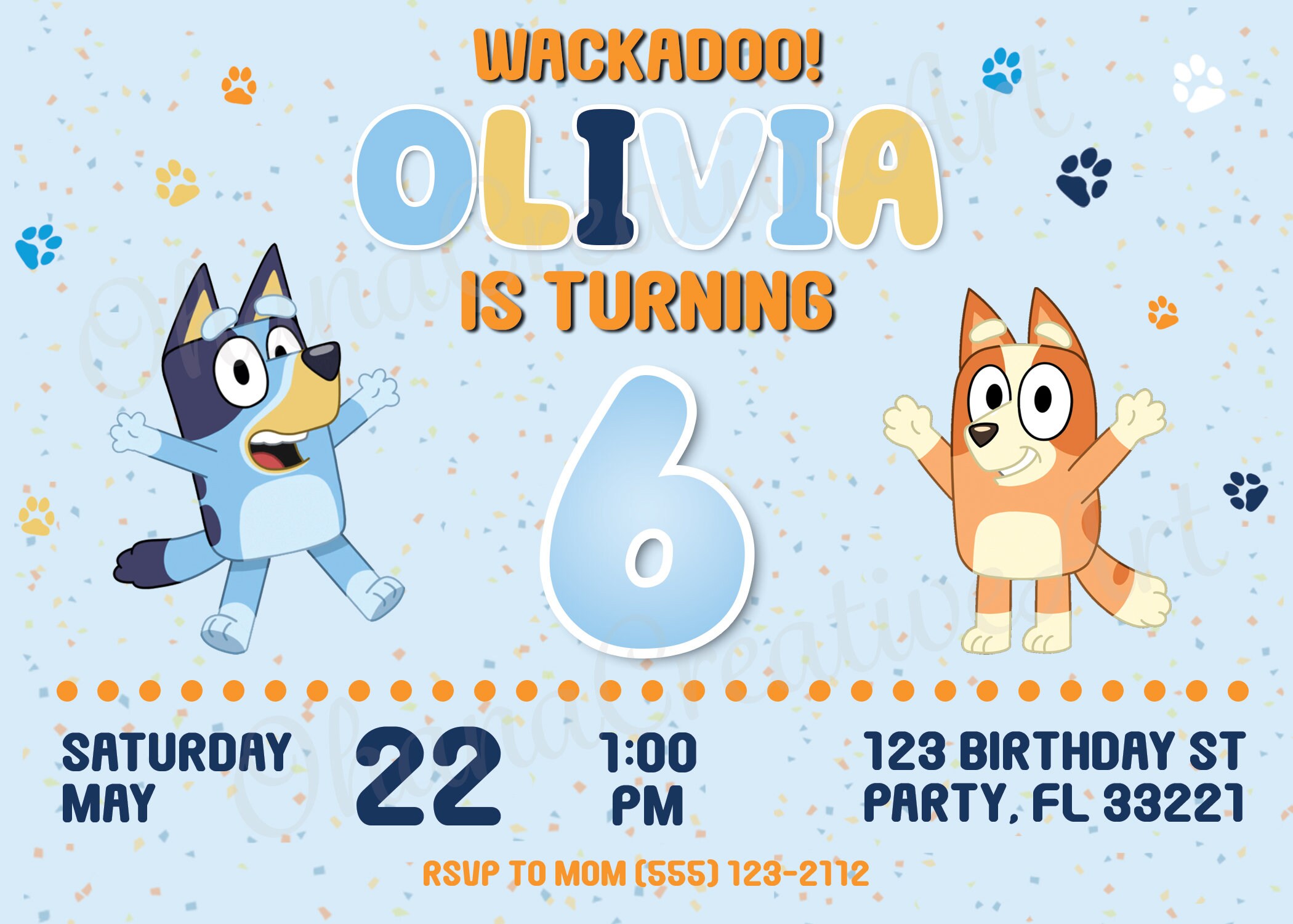 Digital Invitation Bluey, Bluey Birthday Invitation, Bluey Invitation