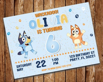 Digital Invitation Bluey, Bluey Birthday Invitation, Bluey Invitation Card, Kids Birthday Card