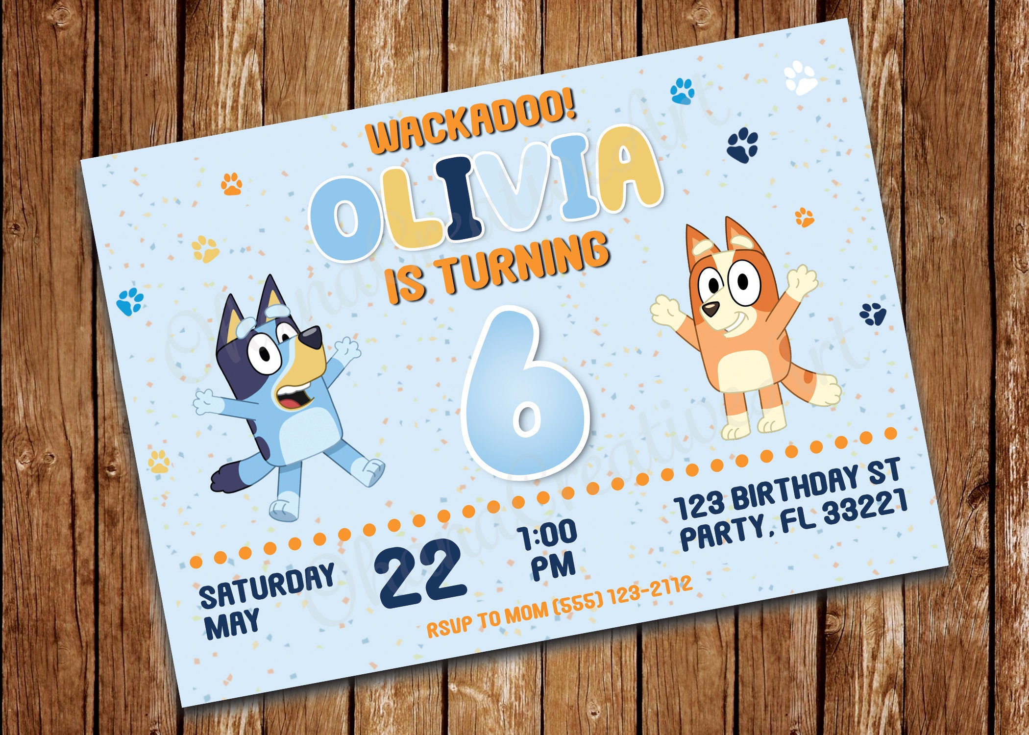Bluey Invitation - JPEG Email Delivery
