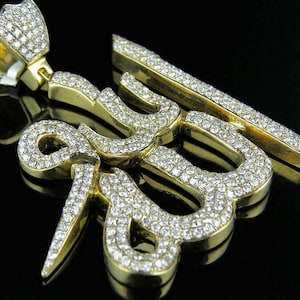 Oro plateado plata de ley 925 sobre personalizado hecho alá árabe diamantes encanto colgante