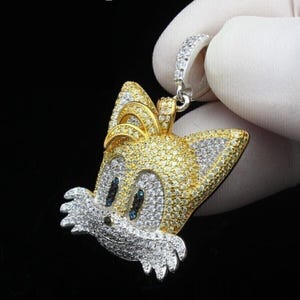 2.50 Ct Moissanite Diamond 925 Silver Men's Cartoon Charm Pendant  Two Tone Gold Plated